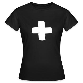Plus Kreuz - Frauen T-Shirt - Schwarz - Vorne - AI Model Female 172 dark (172cm)