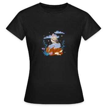 Animaux mignons dorment dans la forêt - T-shirt Femme - noir - Devant - AI Model Female 172 dark (172cm)