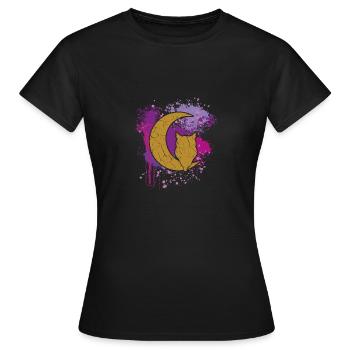 Chouette sur croissant de lune | Mélancolie | mysticisme - T-shirt Femme - noir - Devant - AI Model Female 172 dark (172cm)