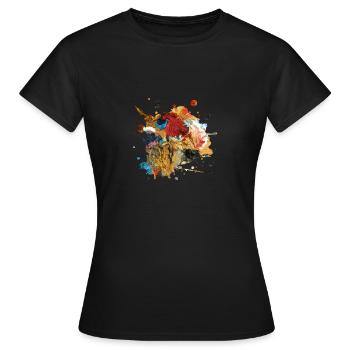 Farbkleckse oder Kunstwerk - Frauen T-Shirt - Schwarz - Vorne - AI Model Female 172 dark (172cm)