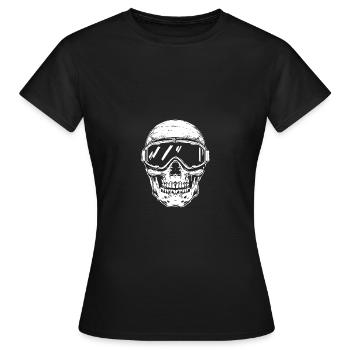 Totenkopf Skibrille - Frauen T-Shirt - Schwarz - Vorne - AI Model Female 172 dark (172cm)