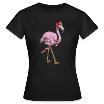 Flamingo Weihnachten Zuckerstange - Frauen T-Shirt - Schwarz - Vorne - AI Model Female 172 dark (172cm)