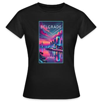 Conception de la ville de Belgrade en Serbie - T-shirt Femme - noir - Devant - AI Model Female 172 dark (172cm)