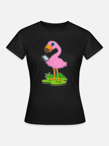 Flamingo Smartphone - Frauen T-Shirt - Schwarz