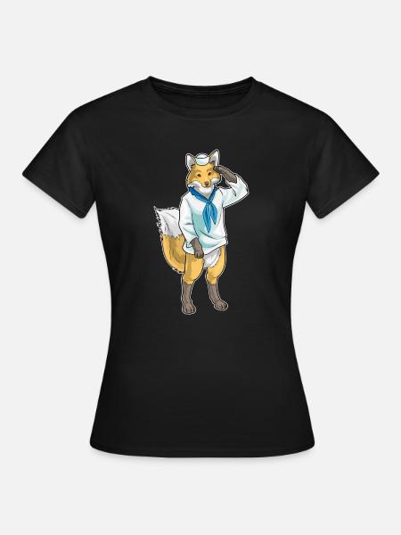 Fuchs Seemann Seemannsmütze - Frauen T-Shirt - Schwarz