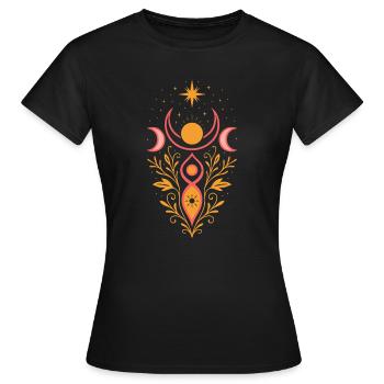 Mittsommer Göttin, Sonnengöttin - Pagan & Wicca - Frauen T-Shirt - Schwarz - Vorne - AI Model Female 172 dark (172cm)