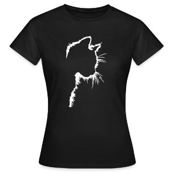 Katzen Silhouette Linienstil - Frauen T-Shirt - Schwarz - Vorne - AI Model Female 172 dark (172cm)