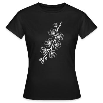 Art au trait Sakura sur fond noir - T-shirt Femme - noir - Devant - AI Model Female 172 dark (172cm)