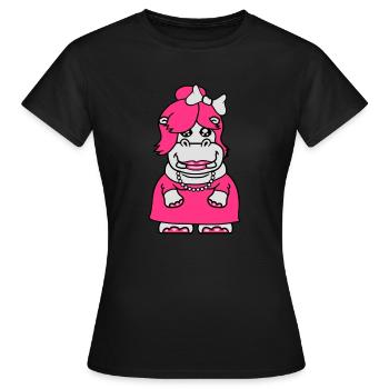 huebsch kleid girl frau weiblich maedche - Frauen T-Shirt - Schwarz - Vorne - AI Model Female 172 dark (172cm)