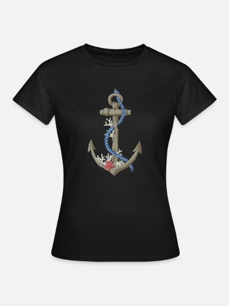 marin ancre ancre et coraux - T-shirt Femme - noir