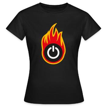 bouton d’alimentation - T-shirt Femme - noir - Devant - AI Model Female 172 dark (172cm)
