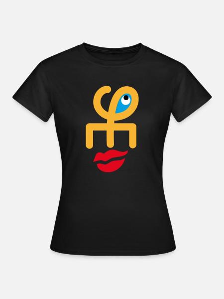 Gesicht lächeln - Frauen T-Shirt - Schwarz