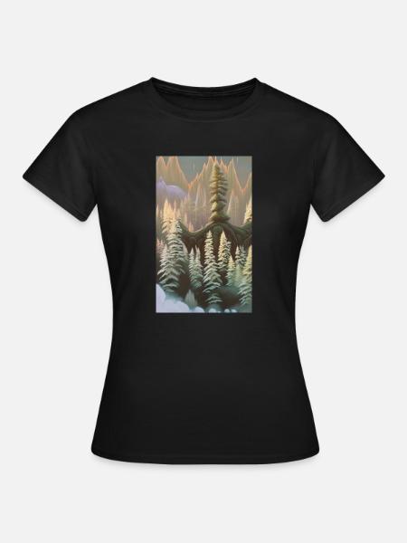 Fantasie-Winterlandschaft Schnee - Frauen T-Shirt - Schwarz