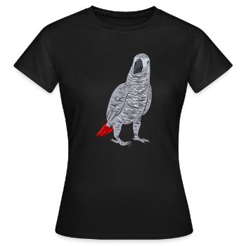 Graupapagei African Grey Parrot Papagei - Frauen T-Shirt - Schwarz - Vorne - AI Model Female 172 dark (172cm)