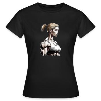 Fitnessfrau - Frauen T-Shirt - Schwarz - Vorne - AI Model Female 172 dark (172cm)