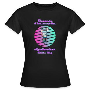 Synthesizer Synth Keyboard Elektronische Musiker - Frauen T-Shirt - Schwarz - Vorne - AI Model Female 172 dark (172cm)