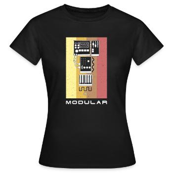 Synthesizer Synth Keyboard Elektronische Musiker - Frauen T-Shirt - Schwarz - Vorne - AI Model Female 172 dark (172cm)