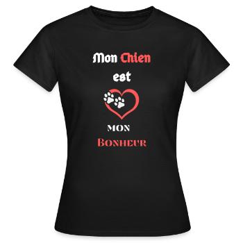 Mon Chien est mon gourou de Bonheur - T-shirt Femme - noir - Devant - AI Model Female 172 dark (172cm)