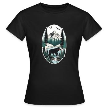 Gelassenheit in der Wildnis - Frauen T-Shirt - Schwarz - Vorne - AI Model Female 172 dark (172cm)