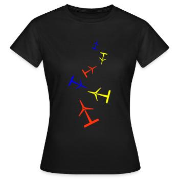Windrad Silhouette - Frauen T-Shirt - Schwarz - Vorne - AI Model Female 172 dark (172cm)