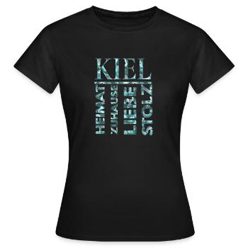 Kiel Schleswig-Holstein Chemise patrie de l'Allemagne du Nord - T-shirt Femme - noir - Devant - AI Model Female 172 dark (172cm)