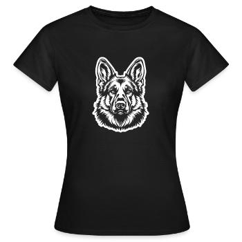 Schäferhund Hund Hundekopf - Frauen T-Shirt - Schwarz - Vorne - AI Model Female 172 dark (172cm)