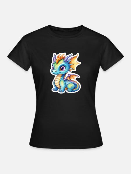 Drache Wasserfarben - Frauen T-Shirt - Schwarz