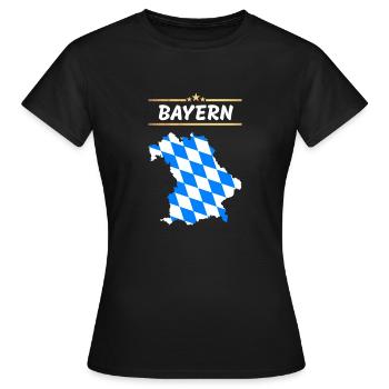 Bayern Flagge - Bundesland Umriss - Frauen T-Shirt - Schwarz - Vorne - AI Model Female 172 dark (172cm)