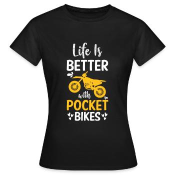Pocketbike Bikerin Zweirad Sohn - Frauen T-Shirt - Schwarz - Vorne - AI Model Female 172 dark (172cm)