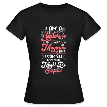 Tailor Thread Pants Bespoke Tailor - Women's T-Shirt - black - Front - AI Model Female 172 dark (172cm)