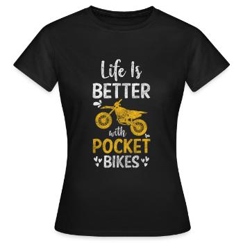 Pocketbike Zweirad Staub Geländebike - Frauen T-Shirt - Schwarz - Vorne - AI Model Female 172 dark (172cm)