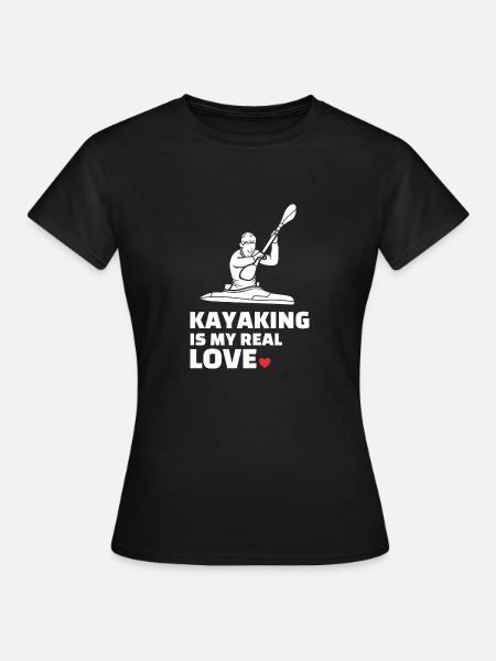 Ich Liebe Kajakfahren - Dame-T-shirt - sort
