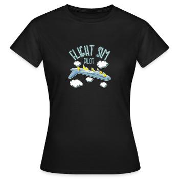 Flight Sim Pilot - Women's T-Shirt - black - Front - AI Model Female 172 dark (172cm)