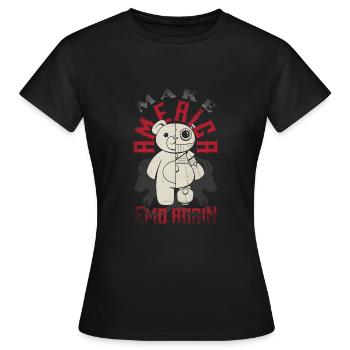 Emoticon Make America Emo Again Emocore Aesthetic - Frauen T-Shirt - Schwarz - Vorne - AI Model Female 172 dark (172cm)