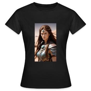 Soldier /Kriegerin - Frauen T-Shirt - Schwarz - Vorne - AI Model Female 172 dark (172cm)