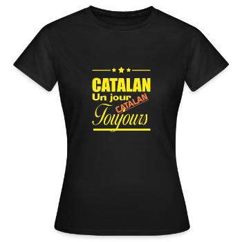 Catalan un jour - T-shirt Femme - noir - Devant - AI Model Female 172 dark (172cm)