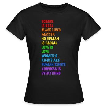Droits de l'Homme! Personne n'est illégal - T-shirt Femme - noir - Devant - AI Model Female 172 dark (172cm)