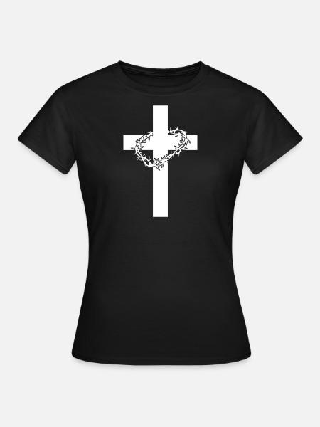 CROSS JESUS CHRIST Idée cadeau de couronne d'épine - T-shirt Femme - noir