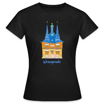 Wernigerode, mairie, maison à colombages Allemagne de l'Est - T-shirt Femme - noir - Devant - AI Model Female 172 dark (172cm)