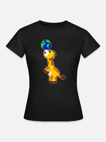 Giraffe Erdkugel - Frauen T-Shirt - Schwarz