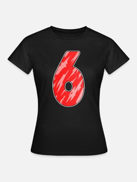 Nummer 6 Muster Rot - Frauen T-Shirt - Schwarz