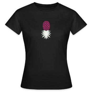 Funny Upside Down Pineapple Swinger Merchandise - Women's T-Shirt - black - Front - AI Model Female 172 dark (172cm)