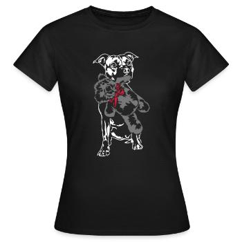 Staffordshire with Teddy - Women's T-Shirt - black - Front - AI Model Female 172 dark (172cm)