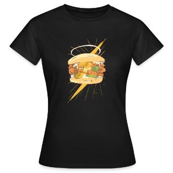 Chicken Sandwich mit Heiligenschein. - Frauen T-Shirt - Schwarz - Vorne - AI Model Female 172 dark (172cm)