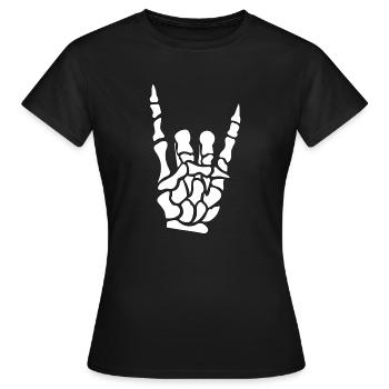 Teufelshörner Hand - Skelett - Knochen - Metal - Frauen T-Shirt - Schwarz - Vorne - AI Model Female 172 dark (172cm)