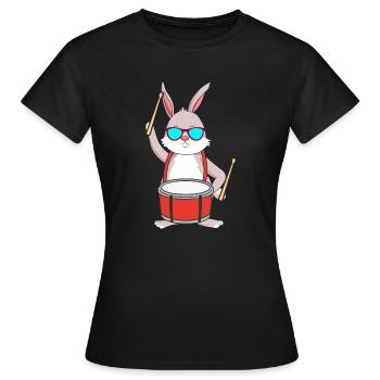 La batterie joue du lapin joue du tambour - T-shirt Femme - noir - Devant - AI Model Female 172 dark (172cm)
