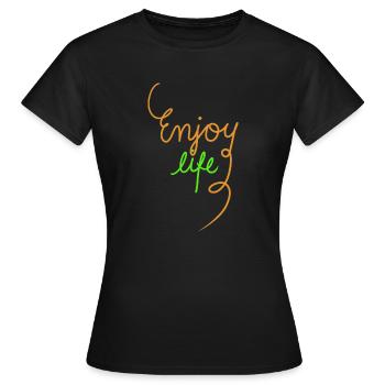 profiter de la vie, typographie - T-shirt Femme - noir - Devant - AI Model Female 172 dark (172cm)