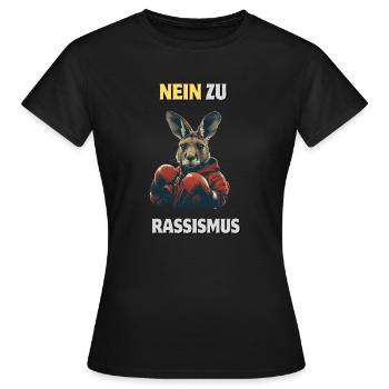 Kangourou : « Aucune chance pour le racisme » - T-shirt Femme - noir - Devant - AI Model Female 172 dark (172cm)