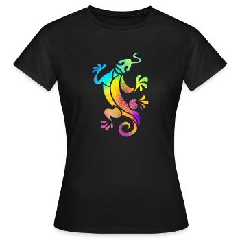 Mehrfarbiger Salamander - Frauen T-Shirt - Schwarz - Vorne - AI Model Female 172 dark (172cm)