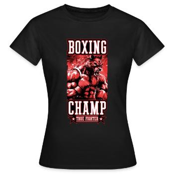 Wolf Boxer Kämpfer Boxing Champ - Frauen T-Shirt - Schwarz - Vorne - AI Model Female 172 dark (172cm)